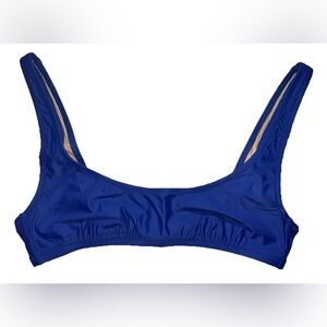 J Crew Heritage Scoop Neck Bikini Top Size M Blue Retro Swim Beach Classic‎ New